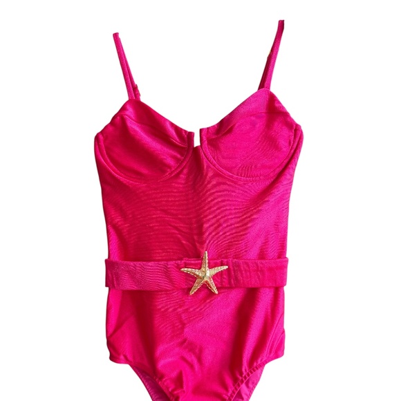 PATBO Women's Starfish Belted One-Piece Swimsuit Cerise XS NWT - Picture 3 of 9